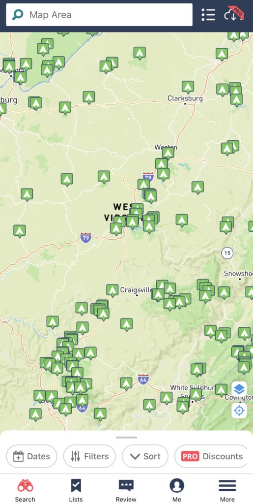 The Dyrt app for USA road trip