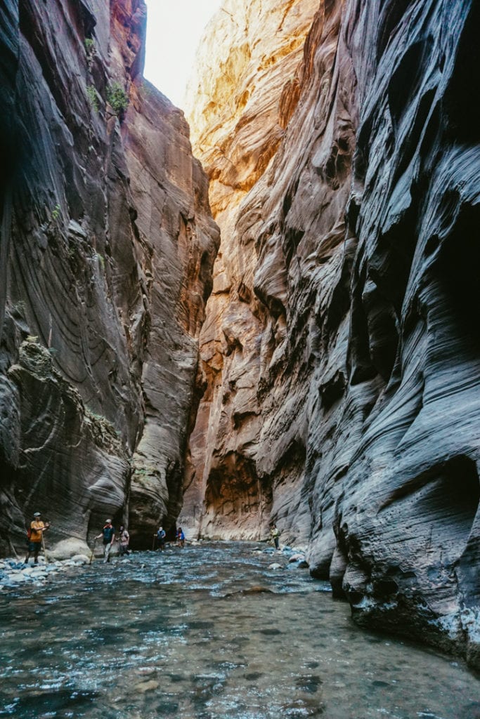 The Narrows Hike in Zion National Park, Wall Street the narrowest part of the canyon