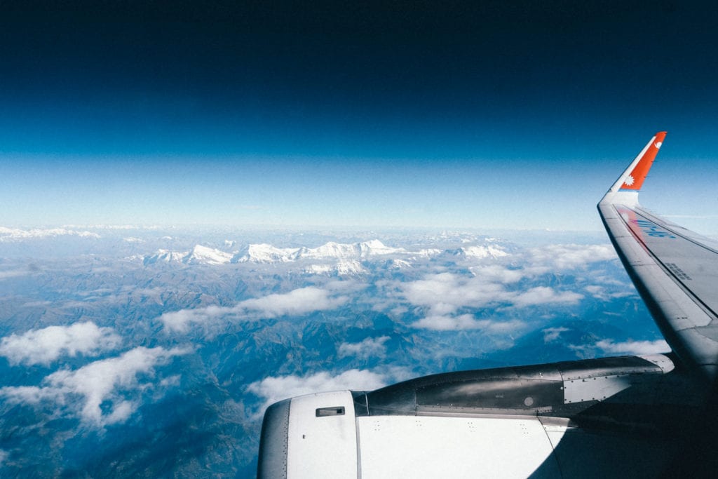 Flying over the Himalyas to India