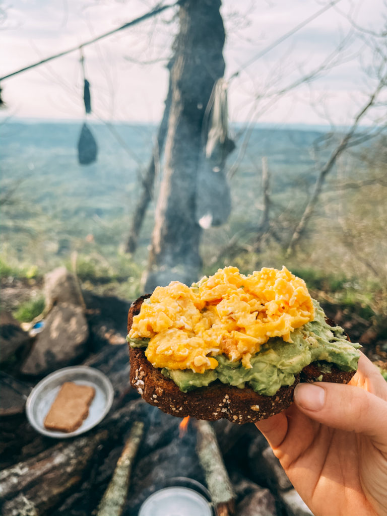 Breakfast while camping in the Appalachian trail in Virginia