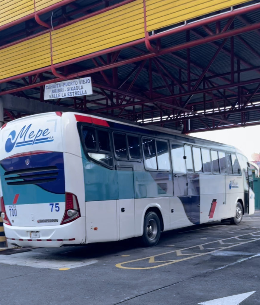 MEPE bus San Jose to Puerto Viejo Costa Rica