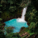 Blue waterfall in Costa Rica