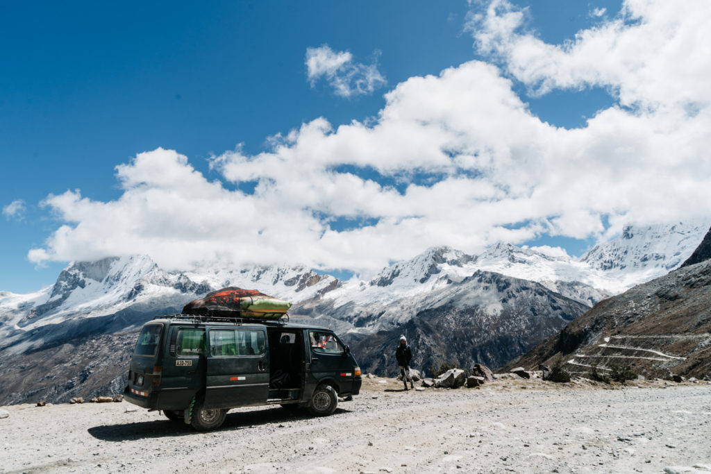 Huaraz Peru - winding road in Huarascan after Santa cruz trek