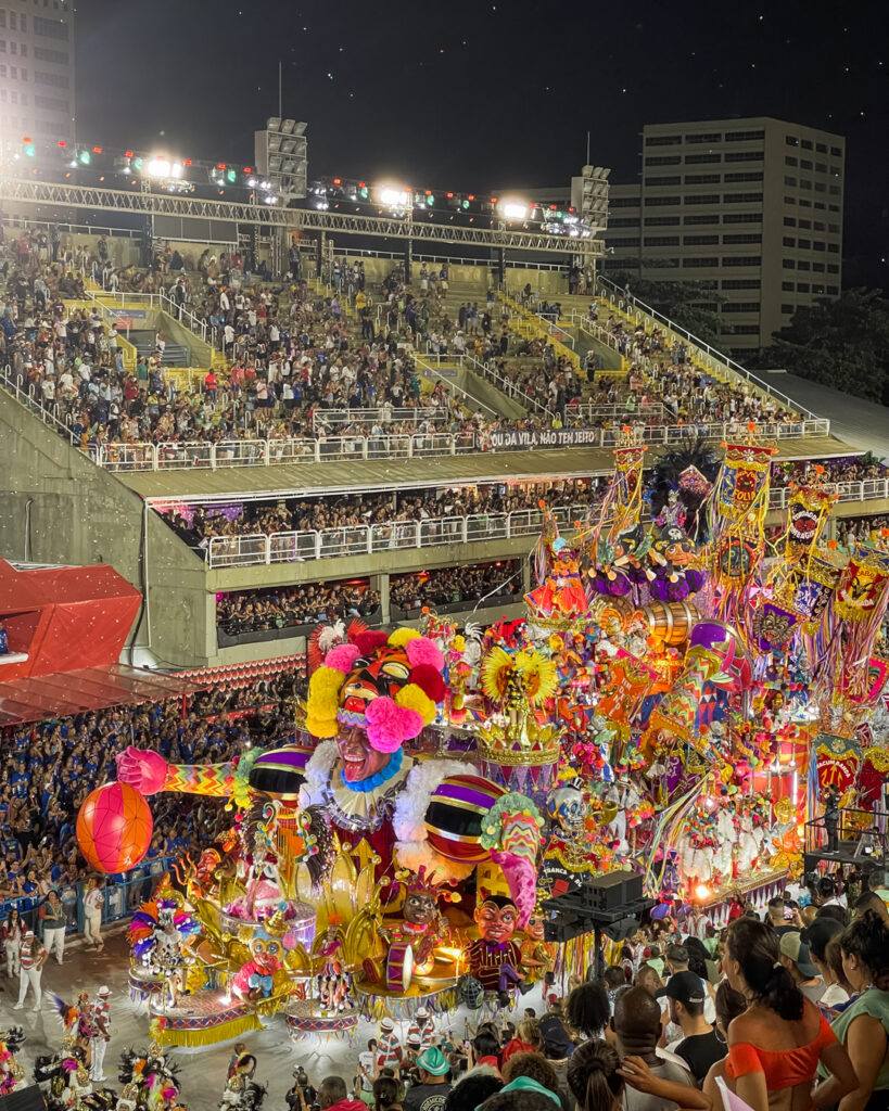 Sambadrome float during the Carnival parade in Rio