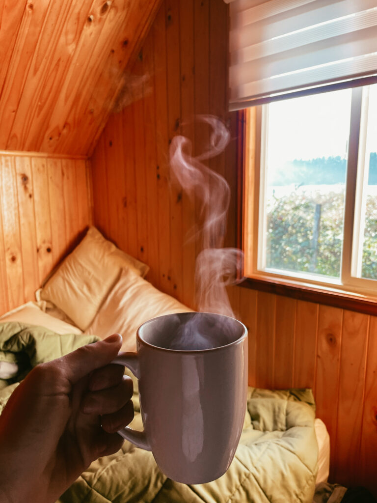coffee mug in cabin