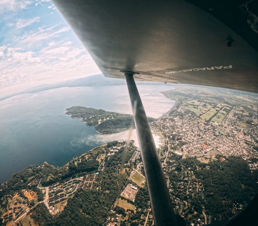 Pucon from above in airplane