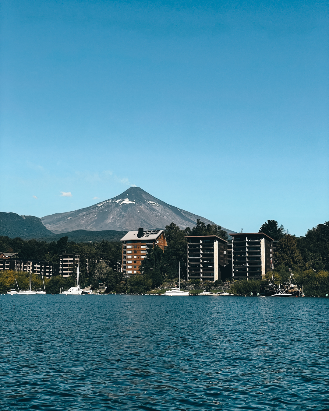 View of Volcano Villarrica the most active volcano in South America in Pucon Chile