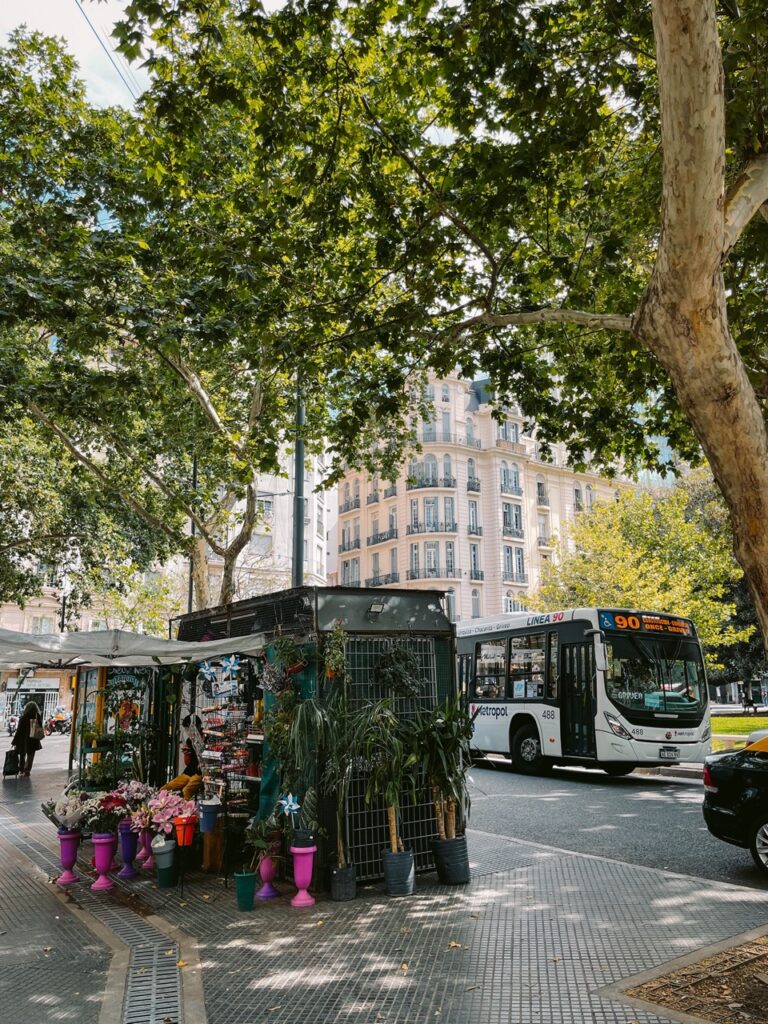 flower stand in Buenos Aires in Plaza Congreso