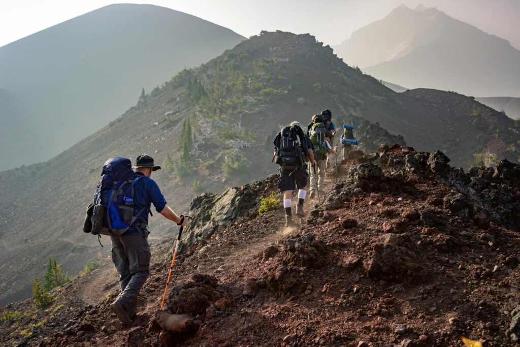 Two people hiking